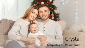  Presentation with baby christmas - Colorful PPT theme enhanced with happy parents with baby backdrop and a soft green colored foreground