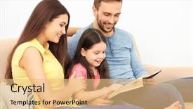  Presentation with parents - Amazing theme having happy parents with daughter reading backdrop and a  colored foreground