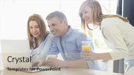  Presentation with parents - PPT theme consisting of communication family technology - happy parents with daughter using background and a soft green colored foreground