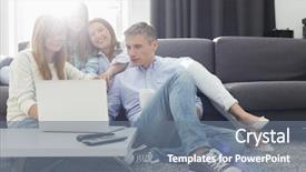  Presentation with diverse parents - Cool new presentation theme with happy parents with daughters using backdrop and a gray colored foreground