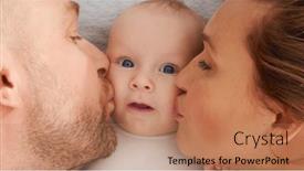  Presentation with mom baby - PPT layouts featuring happy-parents-with-his-newborn background and a coral colored foreground