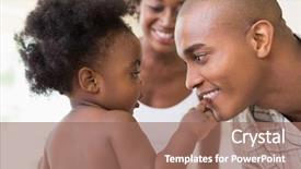  Presentation with parents - Audience pleasing theme consisting of happy parents with their baby backdrop and a coral colored foreground