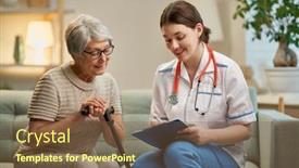  Presentation with caregiver - Beautiful presentation theme featuring happy-patient-and-caregiver-spending backdrop and a tawny brown colored foreground