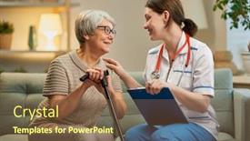  Presentation with caregiver - Cool new slide deck with happy-patient-and-caregiver-spending backdrop and a tawny brown colored foreground