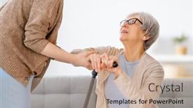  Presentation with caregiver - Cool new slides with happy-patient-and-caregiver-spending backdrop and a coral colored foreground