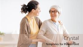  Presentation with caregiver - Slides with happy-patient-and-caregiver-spending background and a coral colored foreground