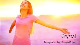  Presentation with free nature - PPT theme featuring happy people - free woman enjoying background and a lavender colored foreground
