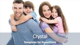  Presentation with happy kids - Presentation theme featuring happy people - young family with two kids background and a teal colored foreground