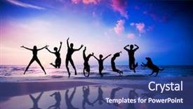  Presentation with sunset beach - Cool new PPT layouts with crescent moon and starry night paper cut and paste backdrop and a light gray colored foreground