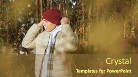  Presentation with emotions - Presentation design featuring happy-people-concept-portrait background and a tawny brown colored foreground