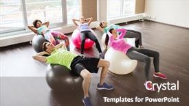  Presentation with abdominal - Beautiful slide set featuring flexing abdominal muscles on fitball backdrop and a tawny brown colored foreground