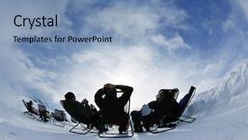  Presentation with snow mountain - Colorful PPT theme enhanced with smiling friends ski - happy people group have fun backdrop and a teal colored foreground