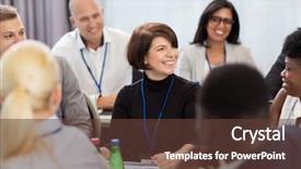  Presentation with international education - Colorful slide deck enhanced with happy people talking at international backdrop and a tawny brown colored foreground