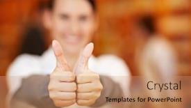  Presentation with pharmacist - Audience pleasing slides consisting of happy pharmacist holding two thumbs up in drugstore backdrop and a coral colored foreground