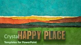  Presentation with vintage paper - PPT theme consisting of happy-place-word-abstract background and a tawny brown colored foreground