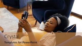  Presentation with relaxation - Theme enhanced with happy-plus-size-african-american background and a gold colored foreground