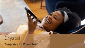  Presentation with relaxation - Presentation having happy-plus-size-african-american background and a coral colored foreground