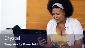  Presentation with happy life - Slide set consisting of happy-plus-size-african-american background and a navy blue colored foreground