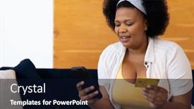  Presentation with happy life - Presentation theme with happy-plus-size-african-american background and a wine colored foreground