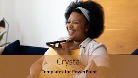  Presentation with relaxation - Slides with happy-plus-size-african-american background and a gold colored foreground