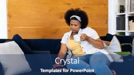  Presentation with relaxation - Presentation featuring happy-plus-size-african-american background and a ocean colored foreground