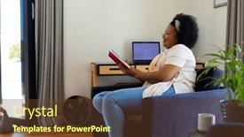  Presentation with relaxation - Theme with happy-plus-size-african-american background and a tawny brown colored foreground