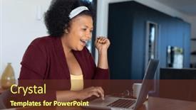  Presentation with happy life - PPT theme having happy-plus-size-african-american background and a tawny brown colored foreground