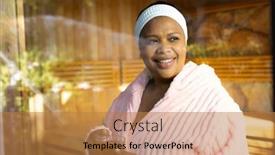  Presentation with self care - Slides having happy-plus-size-african-american background and a coral colored foreground