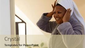  Presentation with african beauty - Presentation design with happy-plus-size-african-american background and a  colored foreground