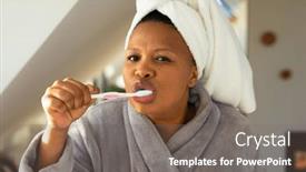  Presentation with african beauty - Slide set featuring happy-plus-size-african-american background and a gray colored foreground