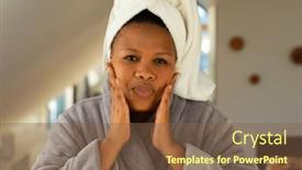  Presentation with african beauty - Presentation design consisting of happy-plus-size-african-american background and a tawny brown colored foreground