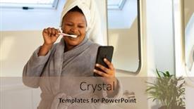  Presentation with health communication - Presentation having happy-plus-size-african-american background and a coral colored foreground