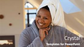  Presentation with african beauty - PPT layouts with happy-plus-size-african-american background and a tawny brown colored foreground