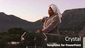  Presentation with self care - PPT layouts consisting of happy-plus-size-african-american background and a wine colored foreground