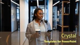  Presentation with african american business - Slide set enhanced with happy-plus-size-african-american background and a tawny brown colored foreground