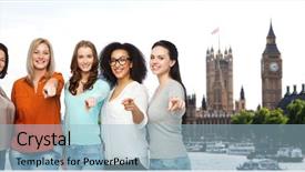  Presentation with diverse women - Presentation theme enhanced with happy plus size women background and a  colored foreground