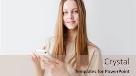  Presentation with text message - Slides enhanced with happy-portrait-beautiful-cute-young background and a  colored foreground