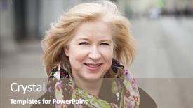  Presentation with elderly - Colorful PPT theme enhanced with happy portrait of an elderly backdrop and a coral colored foreground