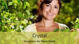  Presentation with beautiful nature - Slides enhanced with happy-portrait-of-beautiful-woman background and a yellow colored foreground