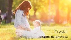  Presentation with pregnant mother - Slides enhanced with happy pregnant mother and daughter in the autumn park beauty nature scene with family outdoor lifestyle happy woman and girl resting together on green grass having fun outdoor background and a yellow colored foreground