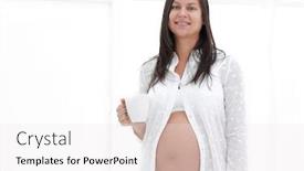  Presentation with cocoa - Beautiful slides featuring happy pregnant woman holding cup of cocoa backdrop and a white colored foreground