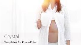  Presentation with cocoa - Cool new slides with happy pregnant woman holding cup of cocoa backdrop and a white colored foreground