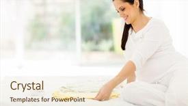  Presentation with pregnant woman in hospital - Beautiful theme featuring happy pregnant woman in bedroom backdrop and a cream colored foreground