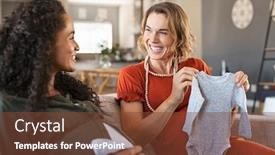  Presentation with baby shower gifts - Amazing presentation theme having happy-pregnant-woman-looking backdrop and a tawny brown colored foreground