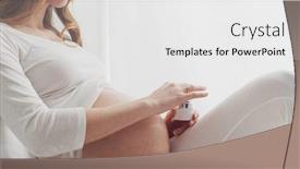  Presentation with motherhood - Colorful theme enhanced with happy-pregnant-woman-touching backdrop and a white colored foreground