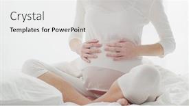  Presentation with motherhood - Colorful slide deck enhanced with happy-pregnant-woman-touching backdrop and a light gray colored foreground
