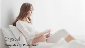  Presentation with motherhood - Slides having happy-pregnant-woman-touching background and a light gray colored foreground