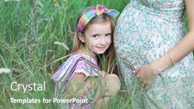  Presentation with pregnant mother - Cool new PPT theme with happy pregnant woman and her daughter posing in summer park girl listen her mother belly backdrop and a seafoam green colored foreground