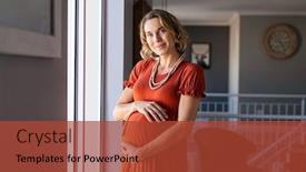  Presentation with woman child - Beautiful slide deck featuring happy-pregnant-woman backdrop and a red colored foreground