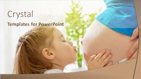  Presentation with woman child - Beautiful PPT layouts featuring happy pregnant woman with her child backdrop and a cream colored foreground